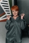 Шелковая пижама с брюками палаццо тёмно-зелёный
