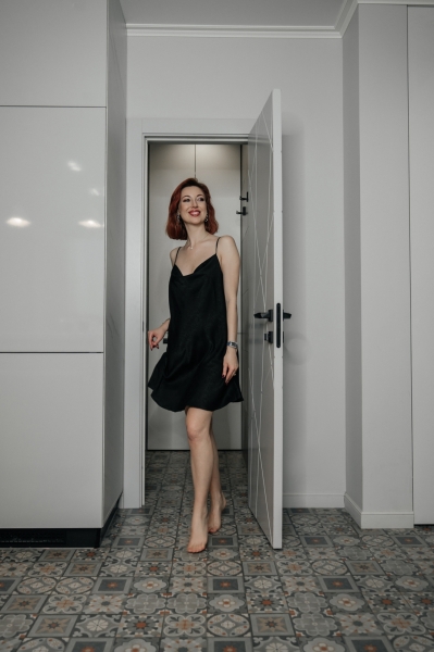 Сорочка шелк геометрия (кор) черный 44-46